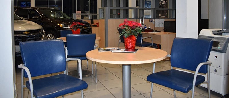 Dealership showroom showcasing the waiting area